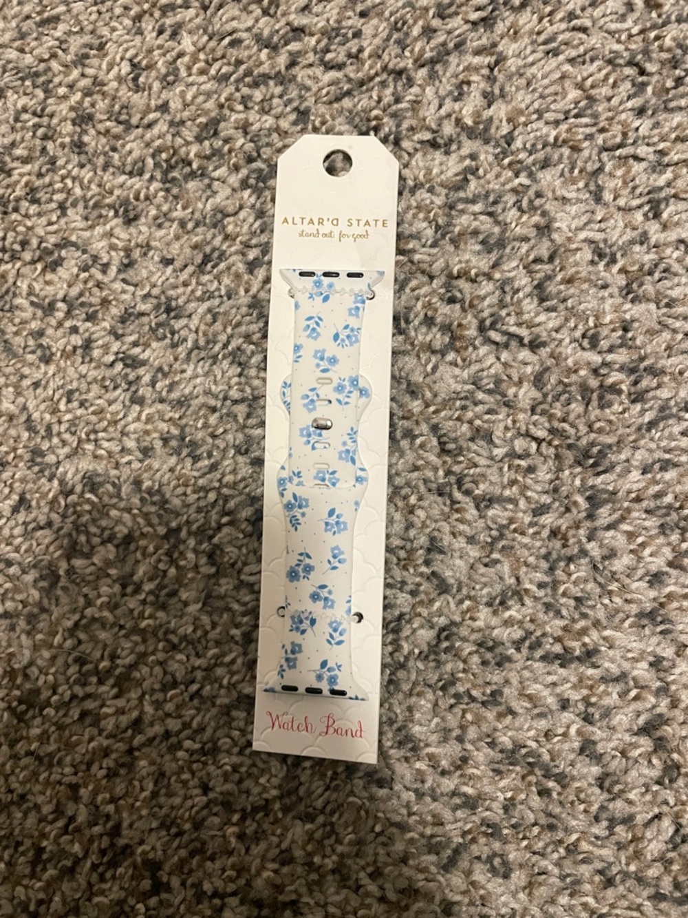 Altar'd State White Watch Band with Light Blue Floral Print